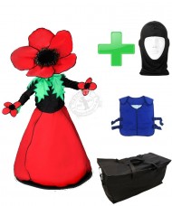 Kostüm Blume Rot 1 + Kühlweste "Blue M24" + Tasche "Star" + Hygiene Maske (Hochwertig)