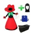 Kostüm Blume Rot 1 + Kühlweste "Blue M24" + Tasche "Star" + Hygiene Maske (Hochwertig)
