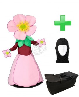 Kostüm Blume Rosa 2 + Tasche "Star" + Hygiene Maske (Hochwertig)