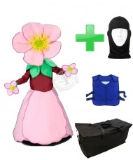 Kostüm Blume Rosa 2 + Kühlweste "Blue M24" + Tasche "Star" + Hygiene Maske (Hochwertig)