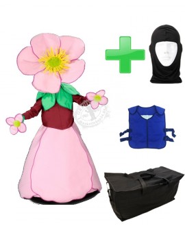 Kostüm Blume Rosa 2 + Kühlweste "Blue M24" + Tasche "Star" + Hygiene Maske (Hochwertig)