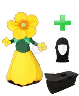 Kostüm Blume Gelb 3 + Tasche "Star" + Hygiene Maske (Hochwertig)