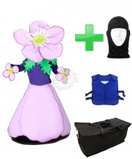 Kostüm Blume Violett 4 + Kühlweste "Blue M24" + Tasche "Star" + Hygiene Maske (Hochwertig)