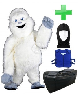 Kostüm Yeti 1 + Kühlweste "Blue M24" + Tasche "XL" + Hygiene Maske (Hochwertig)