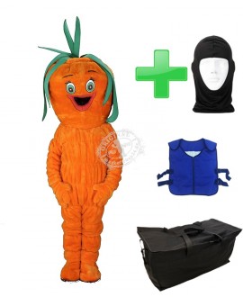 Kostüm Möhre + Kühlweste "Blue M24" + Tasche "Star" + Hygiene Maske (Hochwertig)