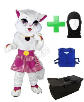 Kostüm Katze 18 + Kühlweste "Blue M24" + Tasche "Star" + Hygiene Maske (Hochwertig)