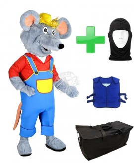 Kostüm Maus/Ratte 16 + Kühlweste "Blue M24" + Tasche "Star" + Hygiene Maske (Hochwertig)