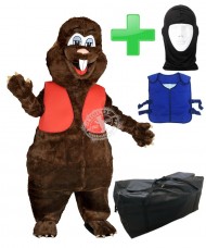 Kostüm Maulwurf + Kühlweste "Blue M24" + Tasche "XL" + Hygiene Maske (Hochwertig)