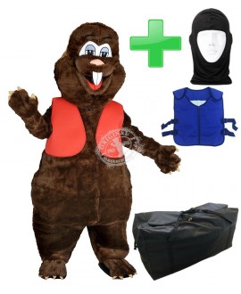 Kostüm Maulwurf + Kühlweste "Blue M24" + Tasche "XL" + Hygiene Maske (Hochwertig)