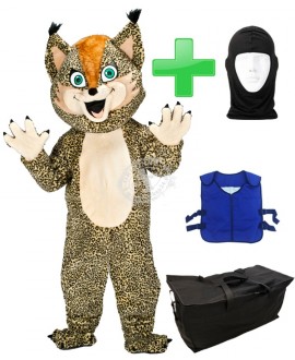 Maskottchen Luchs 7 + Kühlweste "Blue M24" + Tasche "Star" + Hygiene Maske (Hochwertig)