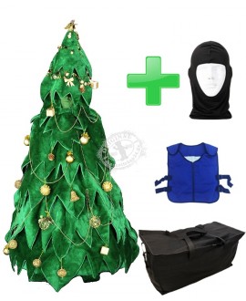 Kostüm Weihnachtsbaum + Kühlweste "Blue M24" + Tasche "Star" + Hygiene Maske (Hochwertig)