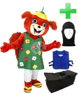 Kostüm Eichhörnchen 8 + Kühlweste "Blue M24" + Tasche "Star" + Hygiene Maske (Hochwertig)
