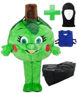 Kostüm Apfel + Kühlweste "Blue M24" + Tasche "XL" + Hygiene Maske (Hochwertig)