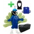 Kostüm Pfau + Kühlweste "Blue M24" + Tasche "XL" + Hygiene Maske (Hochwertig)