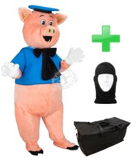 Maskottchen Schwein 10 + Tasche "Star" + Hygiene Maske (Hochwertig)