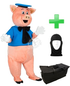 Maskottchen Schwein 10 + Tasche "Star" + Hygiene Maske (Hochwertig)