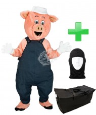 Maskottchen Schwein 11 + Tasche "Star" + Hygiene Maske (Hochwertig)
