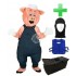 Maskottchen Schwein 11 + Kühlweste "Blue M24" + Tasche "Star" + Hygiene Maske (Hochwertig)