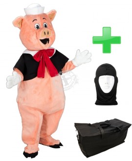 Kostüm Schwein 12 + Tasche "Star" + Hygiene Maske (Hochwertig)