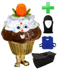 Kostüm Cupcake / Muffin 1 + Kühlweste "Blue M24" + Tasche "Star" + Hygiene Maske (Hochwertig)