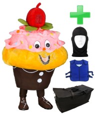 Kostüm Cupcake / Muffin 2 + Kühlweste "Blue M24" + Tasche "Star" + Hygiene Maske (Hochwertig)