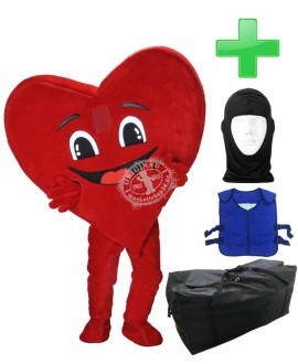 Kostüm Herz + Kühlweste "Blue M24" + Tasche "XL" + Hygiene Maske (Hochwertig)