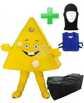 Kostüm Käse + Kühlweste "Blue M24" + Tasche "XL" + Hygiene Maske (Hochwertig)