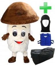 Kostüm Pilz + Kühlweste "Blue M24" + Tasche "XL" + Hygiene Maske (Hochwertig)