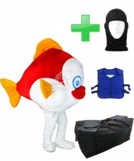 Kostüm Fisch + Kühlweste "Blue M24" + Tasche "Star" + Hygiene Maske (Hochwertig)