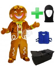 Kostüm Lebkuchen 2 + Kühlweste "Blue M24" + Tasche "Star" + Hygiene Maske (Hochwertig)