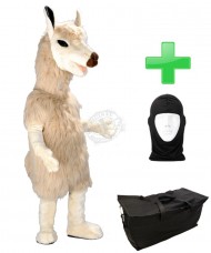 Kostüm Alpaka / Lama 2 + Tasche "Star" + Hygiene Maske (Hochwertig)