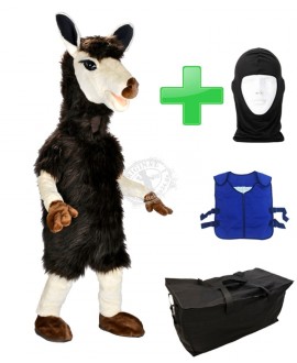 Kostüm Alpaka / Lama 3 + Kühlweste "Blue M24" + Tasche "Star" + Hygiene Maske (Hochwertig)