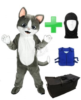 Kostüm Katze 17 + Kühlweste "Blue M24" + Tasche "Star" + Hygiene Maske (Hochwertig)