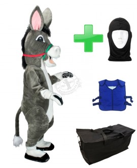 Kostüm Esel 5 + Kühlweste "Blue M24" + Tasche "Star" + Hygiene Maske (Hochwertig)