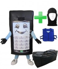 Kostüm Handy Telefon + Kühlweste "Blue M24" + Tasche "XL" + Hygiene Maske (Hochwertig)