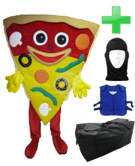 Kostüm Pizza + Kühlweste "Blue M24" + Tasche "XL" + Hygiene Maske (Hochwertig)