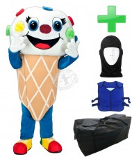 Kostüm Eis + Kühlweste "Blue M24" + Tasche "Star" + Hygiene Maske (Hochwertig)