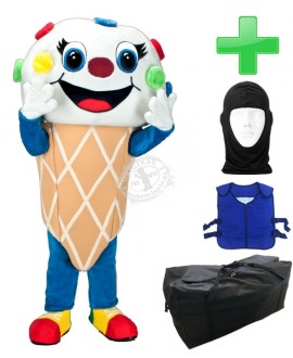 Kostüm Eis + Kühlweste "Blue M24" + Tasche "Star" + Hygiene Maske (Hochwertig)