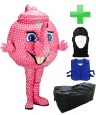 Kostüm Kaffee / Teekanne + Kühlweste "Blue M24" + Tasche "Star" + Hygiene Maske (Hochwertig)
