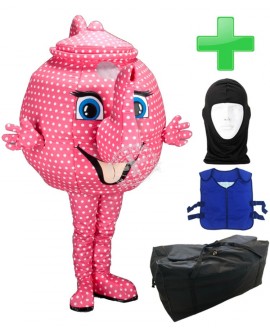 Kostüm Kaffee / Teekanne + Kühlweste "Blue M24" + Tasche "Star" + Hygiene Maske (Hochwertig)