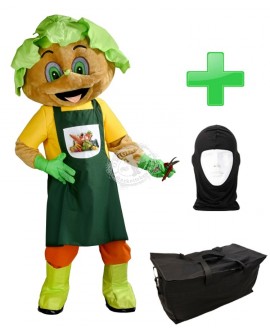 Kostüm Salat + Tasche "Star" + Hygiene Maske (Hochwertig)
