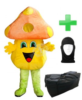 Kostüm Pilz / Champignon 1 + Tasche "XL" + Hygiene Maske (Hochwertig)