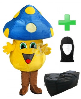 Kostüm Pilz / Champignon 2 + Tasche "XL" + Hygiene Maske (Hochwertig)
