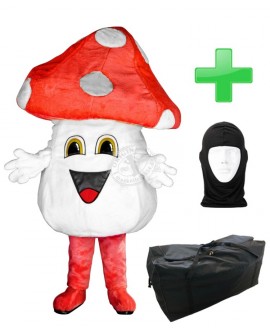 Kostüm Pilz / Champignon 4 + Tasche "XL" + Hygiene Maske (Hochwertig)