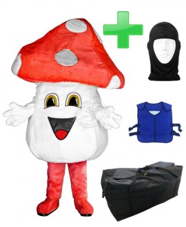 Kostüm Pilz / Champignon 4 + Kühlweste "Blue M24" + Tasche "XL" + Hygiene Maske (Hochwertig)