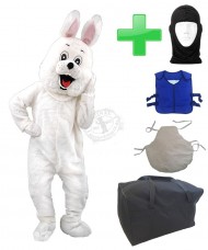 Kostüm Hase 74p "Weiß" + Kissen + Kühlweste "Blue M24" + Tasche "L" + Hygiene Maske (Hochwertig)