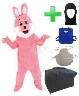 Kostüm Hase 74p "Rosa" + Kissen + Kühlweste "Blue M24" + Tasche "L" + Hygiene Maske (Hochwertig)
