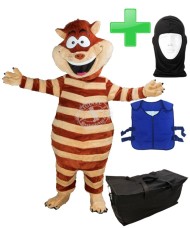 Kostüm Katze 19 + Kühlweste "Blue M24" + Tasche "Star" + Hygiene Maske (Hochwertig)