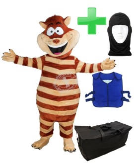 Kostüm Katze 19 + Kühlweste "Blue M24" + Tasche "Star" + Hygiene Maske (Hochwertig)