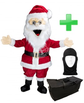 Kostüm Weihnachtsmann 1 + Tasche "XL" + Hygiene Maske (Hochwertig)
